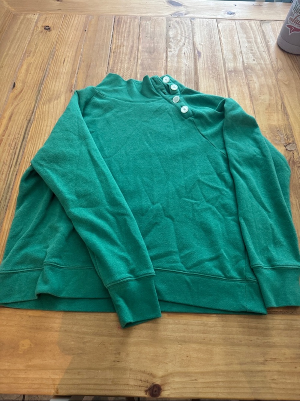 J. Crew Green Button-Shoulder Sweater
